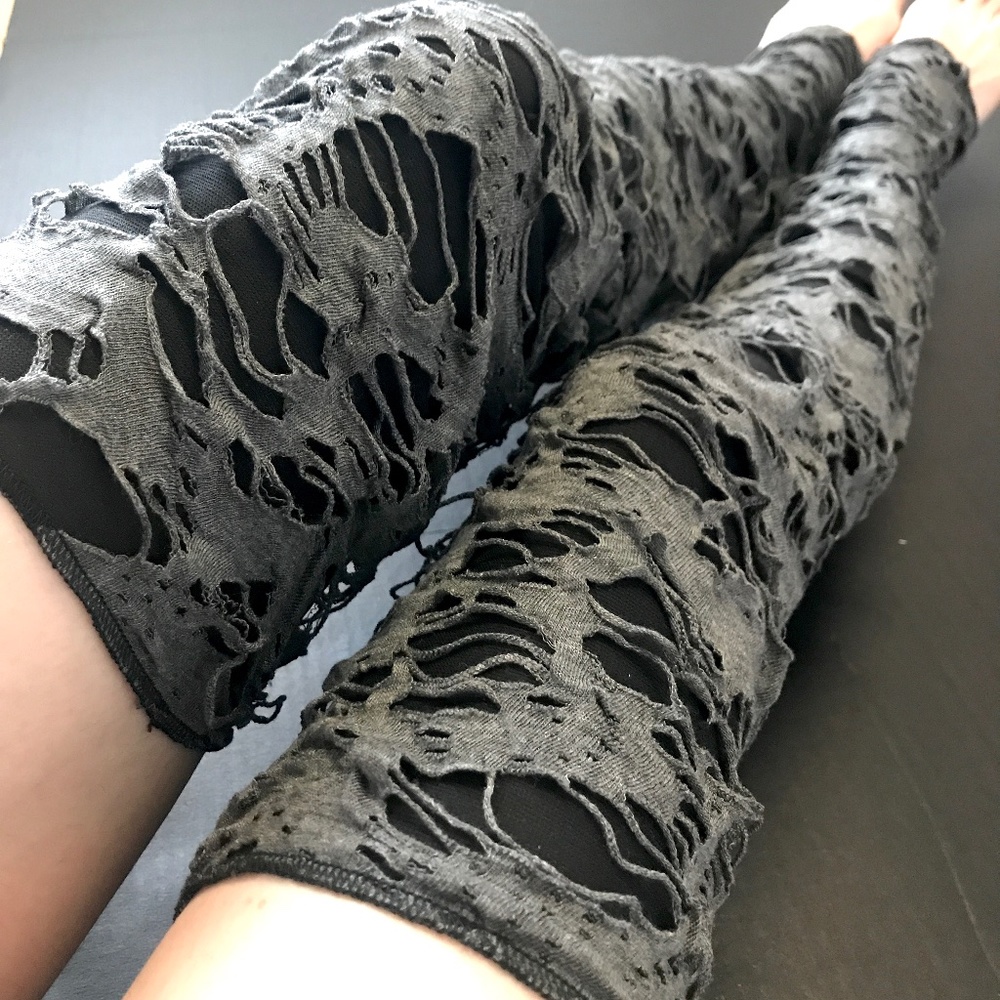 Gray Mummy Leg Warmers Bandage Knee Socks Zombie Costume Ripped Leg Wraps Covers